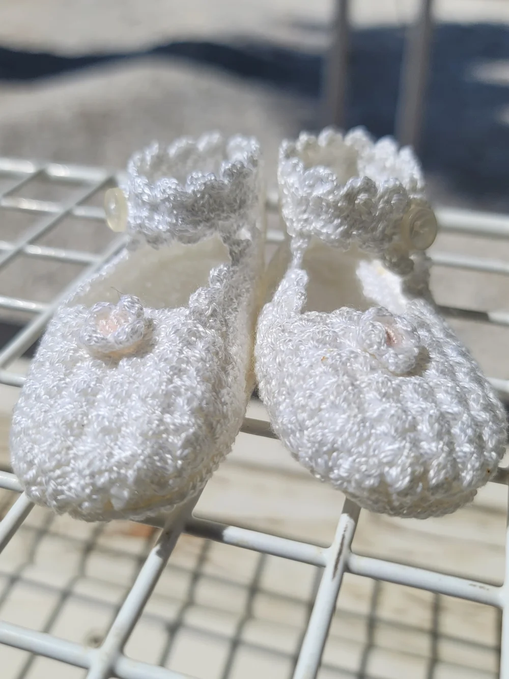 Newborn Baby Booties Handmade Crochet Ivory Gift Idea 0-3m Baptism Christening